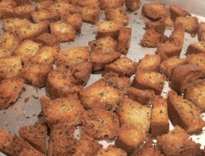Recipes using croutons made from leftover or stale bread