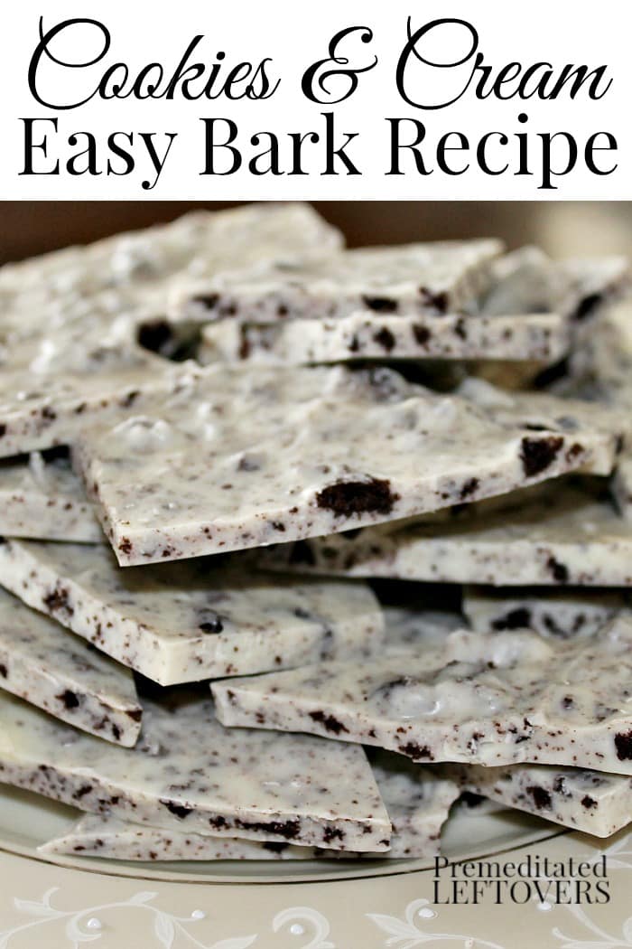 Homemade Cookies and Cream Bark Recipe - A quick and easy recipe for cookies and cream bark candy. Only uses 3 ingredients. No cooking required!