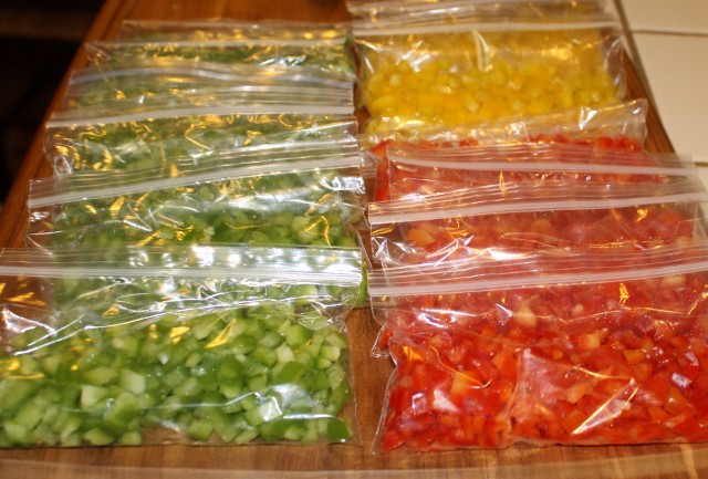 Save money by freezing peppers in bulk when they are on sale