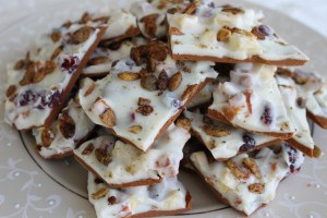 Autumn Bark Recipe Cinnamon White chocolate bark with dried fruit and pumpkin seeds