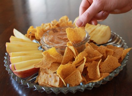 Sweet Potato Dip and Green Giant Chips - healthier after school snack 
