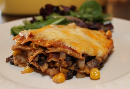 Mushroom and Black Bean Enchilada Casserole Recipe (425x291)