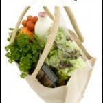 Jute shopping bag with groceries II