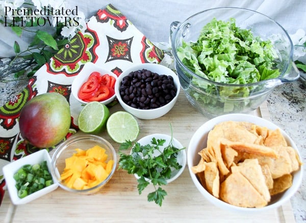 Ingredients for Caribbean Taco Salad Recipe with Mango Salsa