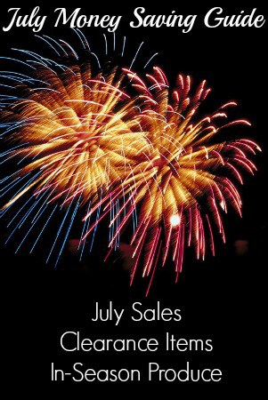 This July Money Saving Guide includes lists of items that are on sales in July, a list of items that you can find on clearance, and in-season produce.