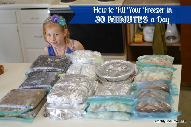 How to fill your freezer in 30 minutes a day - freezer recipes and freezer cooking tips included.