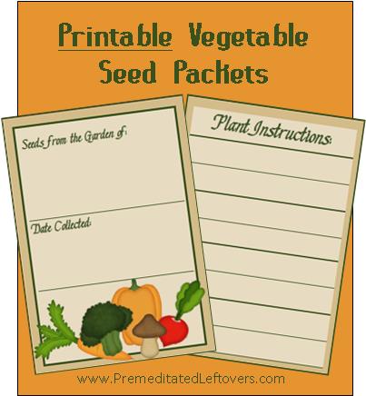 Printable Vegetable Seed Packets