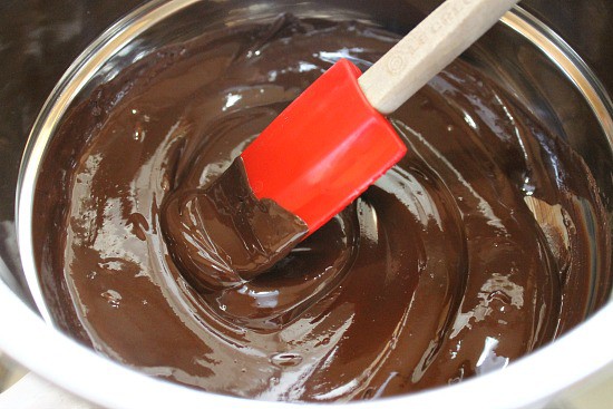 Melt half of the Dove Promises Dark Chocolate to use as the base for the Christmas Chocolate Drops cookie batter.