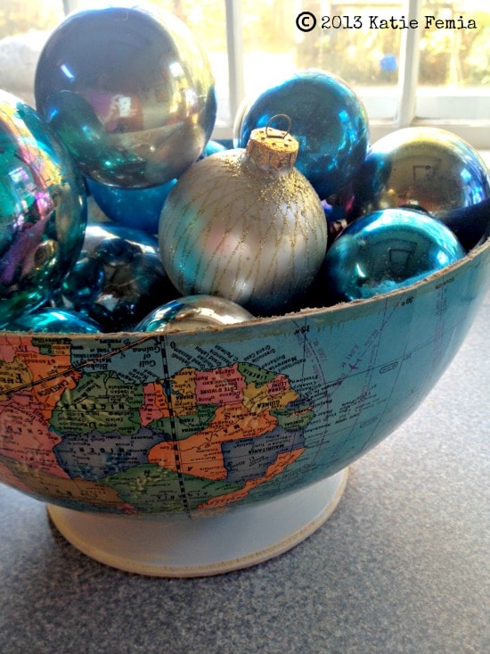 How to upcycle a globe and turn it into a bowl to use in a centerpiece.