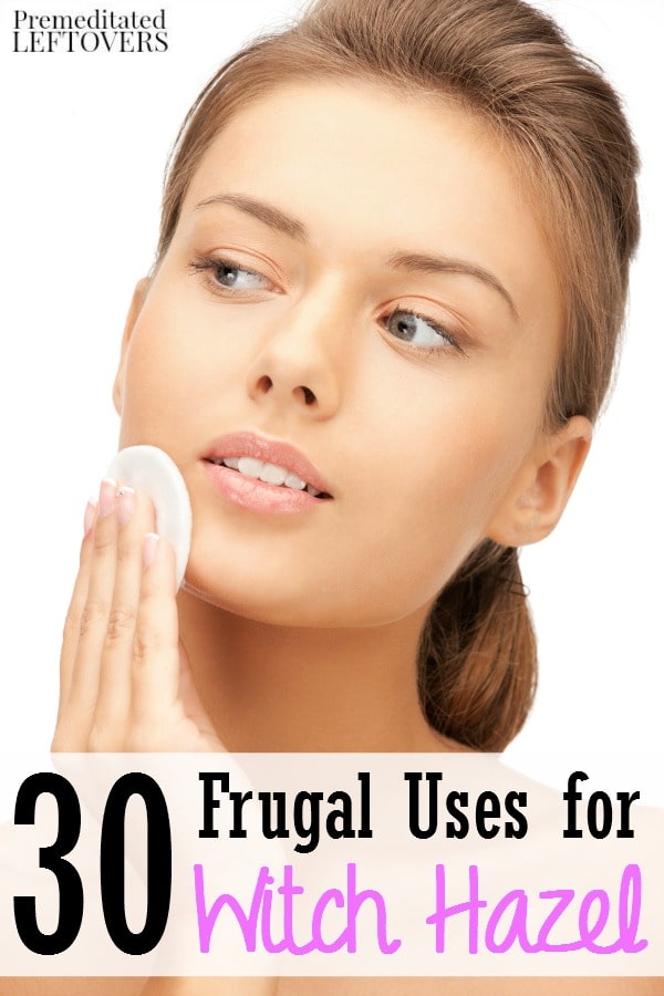 30 frugal uses for witch hazel. There are many ways you can use witch hazel including beauty treatments, medicinal uses, and for cleaning around the house.
