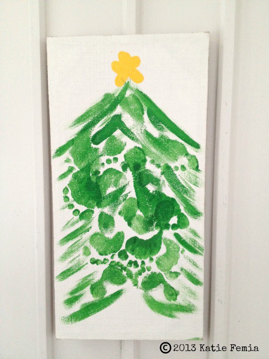 Christmas Tree craft made with footprints