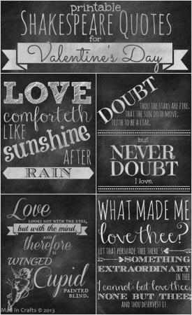 Printable Shakespeare Quotes from Mad in Crafts  + more Valentine’s Decorations to Last All Year