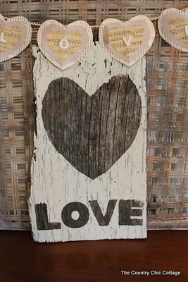 Rustic Love Sign from Barnwood from The Country Chic Cottage  + more Valentine’s Decorations to Last All Year