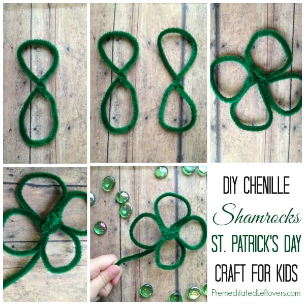 DIY Chenille Shamrocks - Fun St. Patrick's Day Craft for Kids - 4 Leaf Clovers
