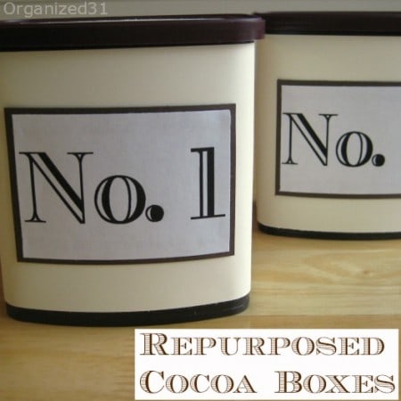 repurposed cocoa cans