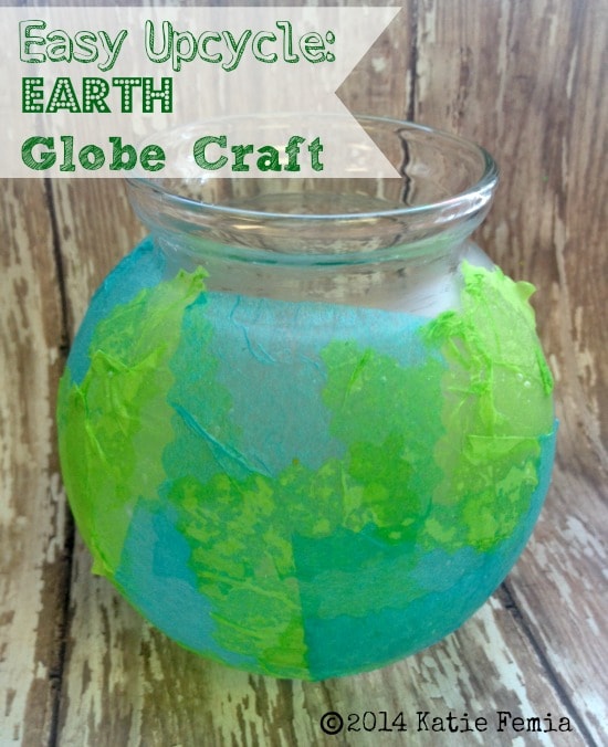 Earth Day Globe - Easy craft for kids made using upcycled vase and tissue paper