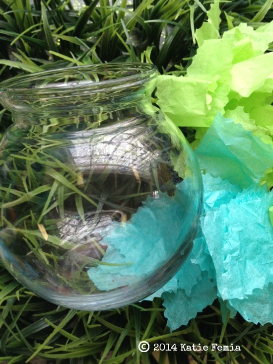 items needed for Earth Day Globe - round vase and tissue paper