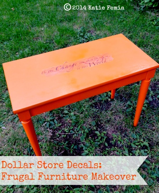 Frugal Furniture Makeover using Dollar Store decals
