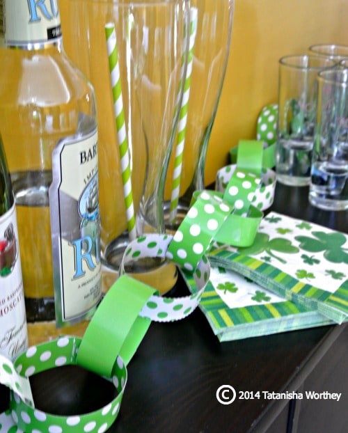 St. Patrick's Day table decor and side bar