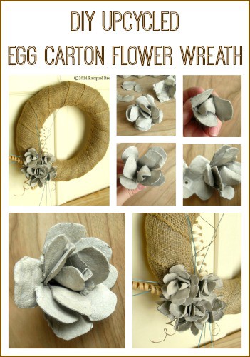 DIY Upcycled Egg Carton Flower Wreath - perfect for repurposing leftover egg cartons from Easter
