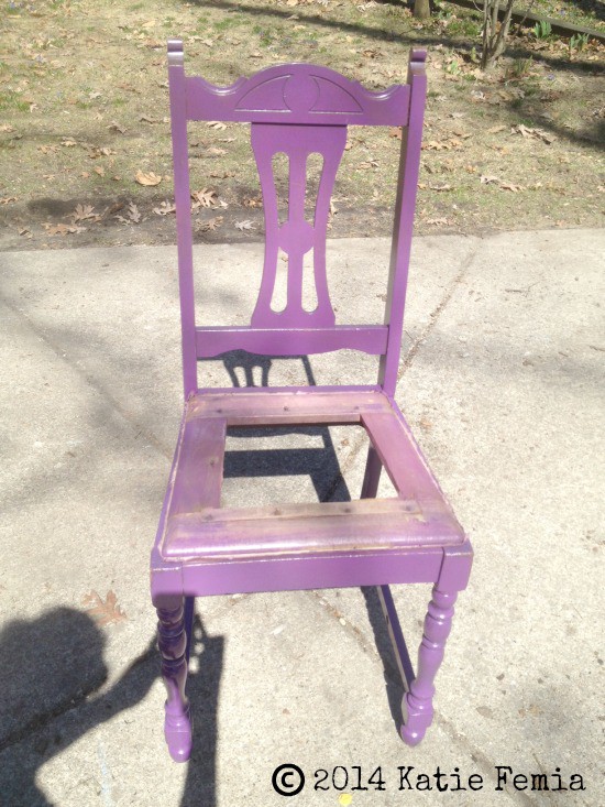 Purple chair planter for flowers - lovely porch decor!