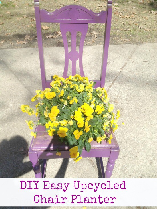 DIY Easy Upcycled Chair Planter - Here is an easy tutorial for reusing an an old chair and turning it into a planter to hold a flower pot.