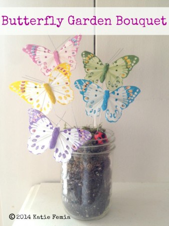 How to Make a Butterfly Garden Bouquet - An easy and inexpensive Mother's Day gift that kids can make themselves.