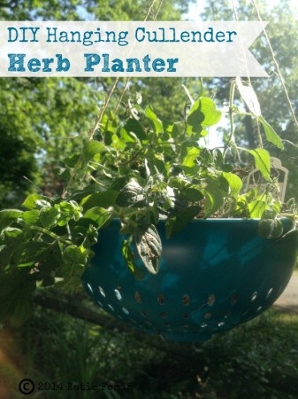 How to Make Hanging Cullender Herb Planter - Use this tutorial to create an easy planter using a colander. 