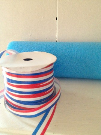 Items needed to make Patriotic Pool Noodle Garland