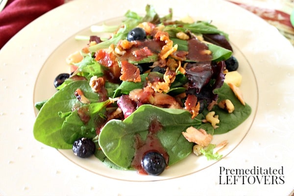 Salmon, Blueberry, and Apple Salad with Raspberry Dressing