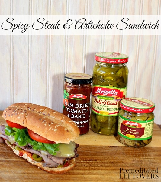 Spicy Steak and Artichoke Sandwich Recipe - Grabe the recipe and find out how you can enter the Mezzetta Specialty Foods #MakethatSandwich Contest.