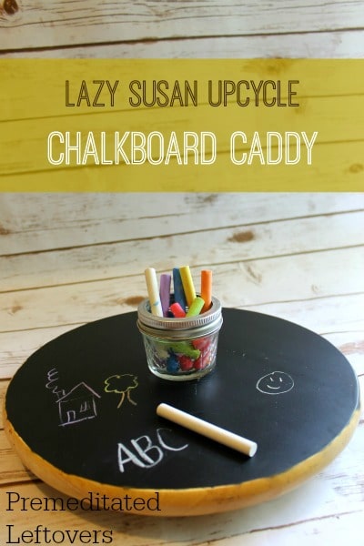 How to Make an Upcycled Lazy Susan Chalkboard - Turn a thrift store lazy Susan into a functional chalkboard for your kids or message center for your family.