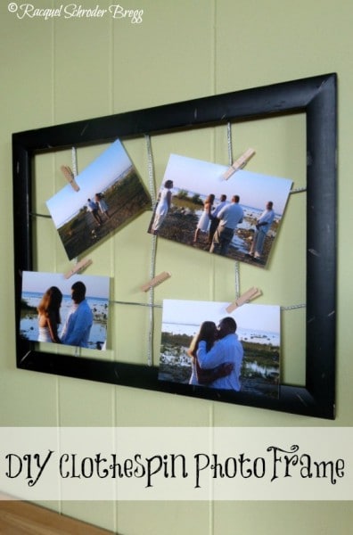 DIY Clothespin Photo Frame - This is a frugal and easy to make clothespin craft project. This clothespin photo frame lets you display multiple photos.