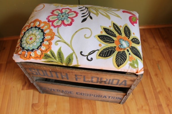 Finished ottoman made from an old crate.