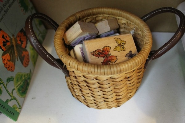 DIY science shelf - nature stamps