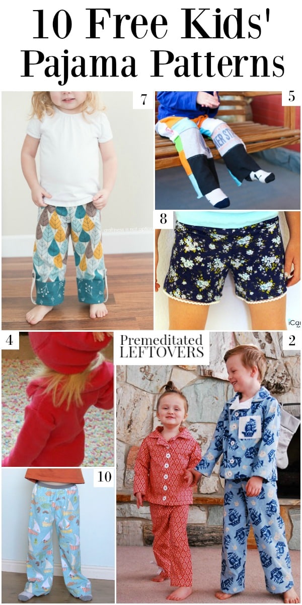 10 Free Kids' Pajama Patterns - a round up of free pajama patterns for boys, free nightgown for girls, and free pajama patterns for girls.