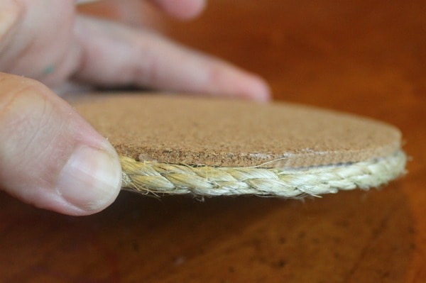 DIY Sisal Rope Coasters backed with cork