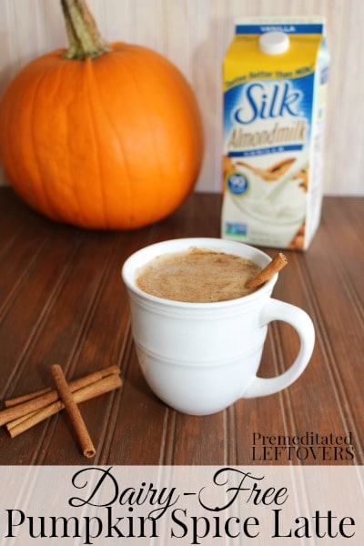 Dairy-Free Pumpkin Spice Latte Recipe using Silk Vanilla Almondmilk. Enjoy a Pumpkin spice latte even if you can't have milk. #TasteSilkAlmond #sp