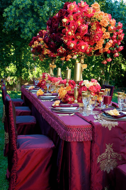jewel toned wedding table idea