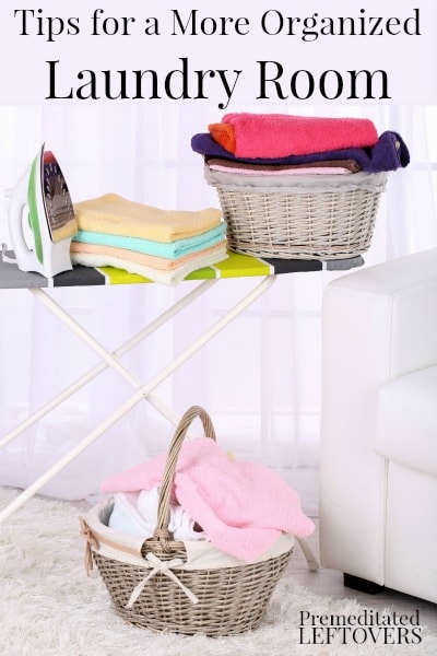 Tips for a more organized laundry room. Ideas to help you organize your laundry room, save time, and make laundry chores more efficient.