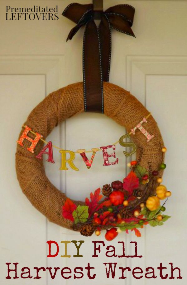 DIY Fall Harvest Wreath - Use this tutorial to make this quick and easy autumn harvest wreath. Hang this fall wreath on your front door or inside your home.