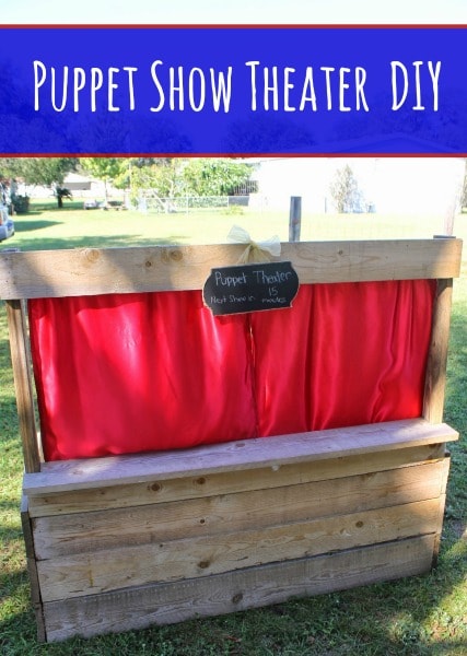 DIY Wood Pallet Puppet Theater Tutorial - Use this tutorial to create a frugal puppet theater for kids with a wood pallet, fabric, paint, and a few tools.