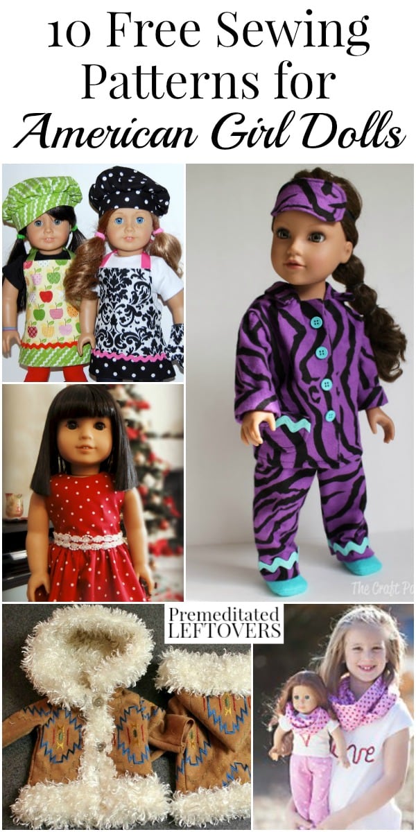 10 American Girl Doll clothes free sewing patterns
