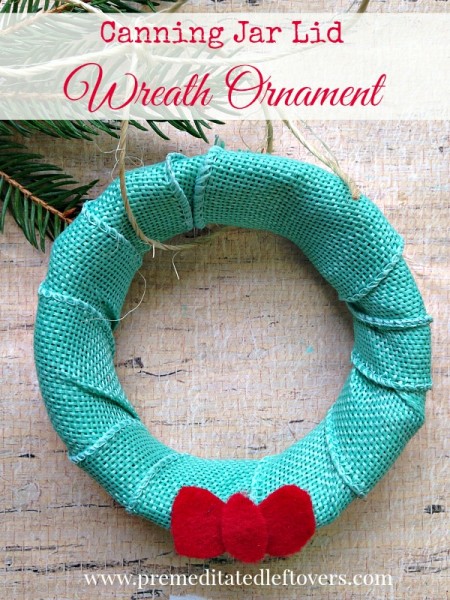 This DIY Canning Jar Lid Wreath Ornament is a cute homemade ornament that can be made with just a canning jar lid and some leftover craft supplies.