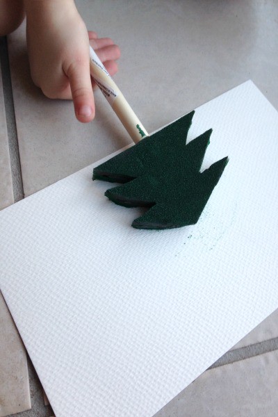 Christmas tree paint stamps - a fun Christmas craft for kids