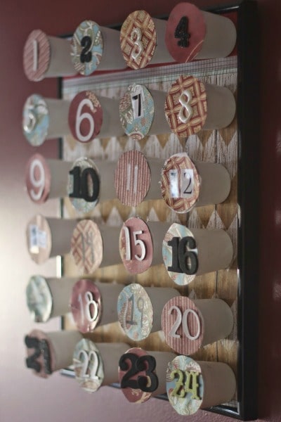 upcycled k cup advent calendar side view