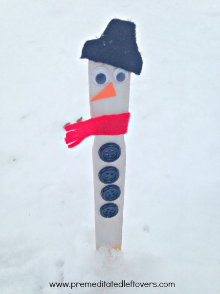 snowman snow measuring stick craft
