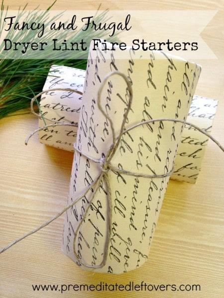 These Fancy DIY Dryer Lint Fire Starters are a festive and frugal way to light your wood burning fireplace and recycle your dryer lint as well.