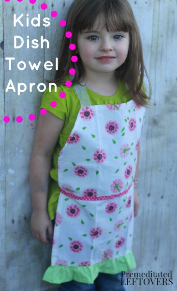 Children's Dish Towel Apron Tutorial - Try this super simple and adorable tutorial to turn a dish towel into an apron for your little one's kitchen fun!