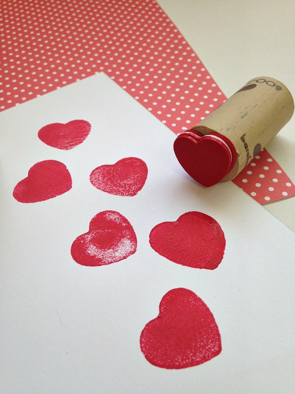Repurposed Wine Cork Valentine's Day Stamps